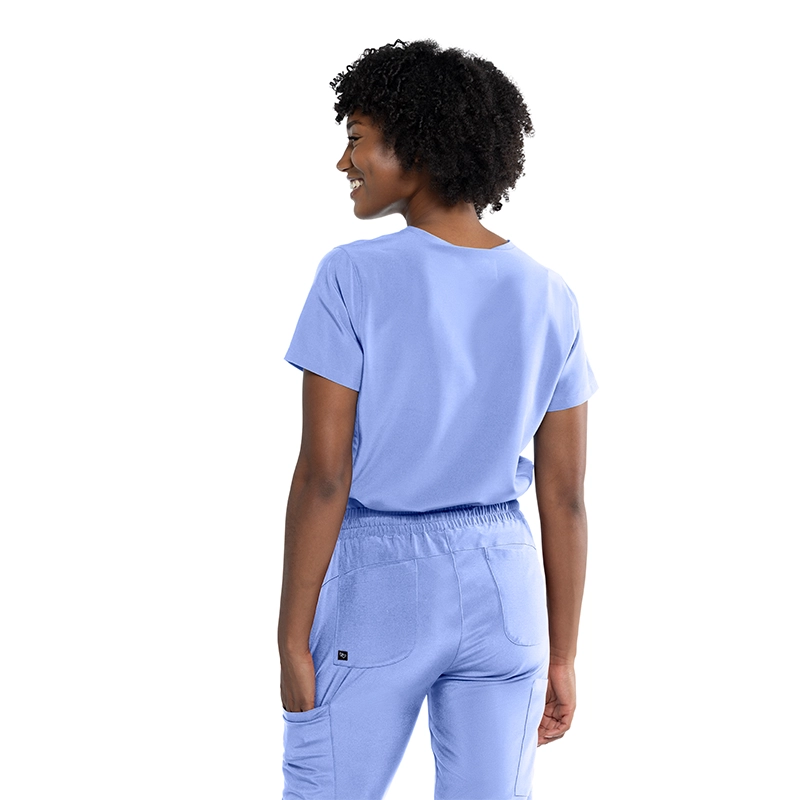 Blusa Tuck In azul lavanda de Tasha & Me para mujer, vista posterior.
