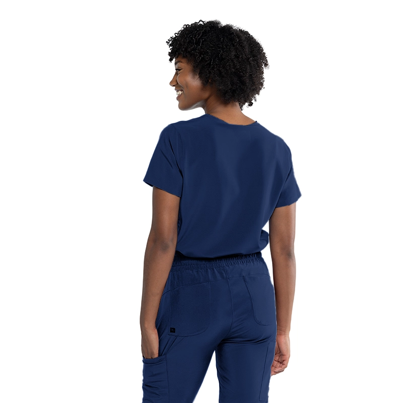 Blusa Tuck In azul marino de Tasha & Me para mujer, vista posterior.