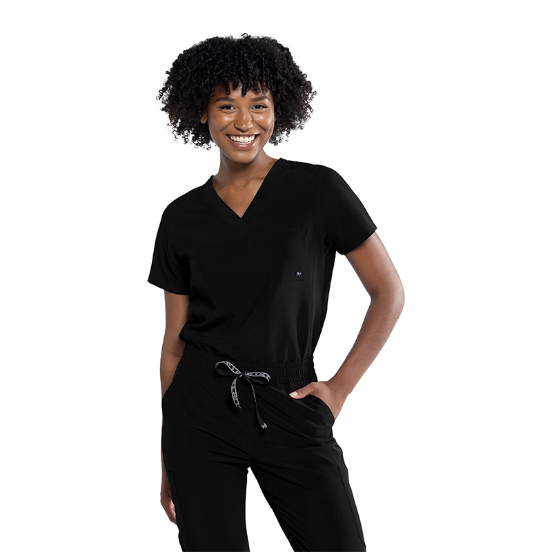 Blusa Tuck In color negro de Tasha & Me para mujer, vista frontal.