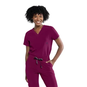 Blusa Tuck In color vino de Tasha & Me para mujer, vista frontal