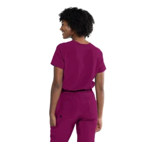 Blusa Tuck In color vino de Tasha & Me para mujer, vista posterior.