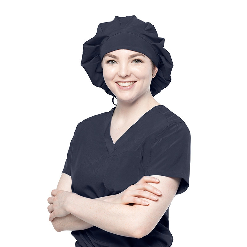 Gorro bouffant color plomo de Tasha & Me para profesionales de la salud.