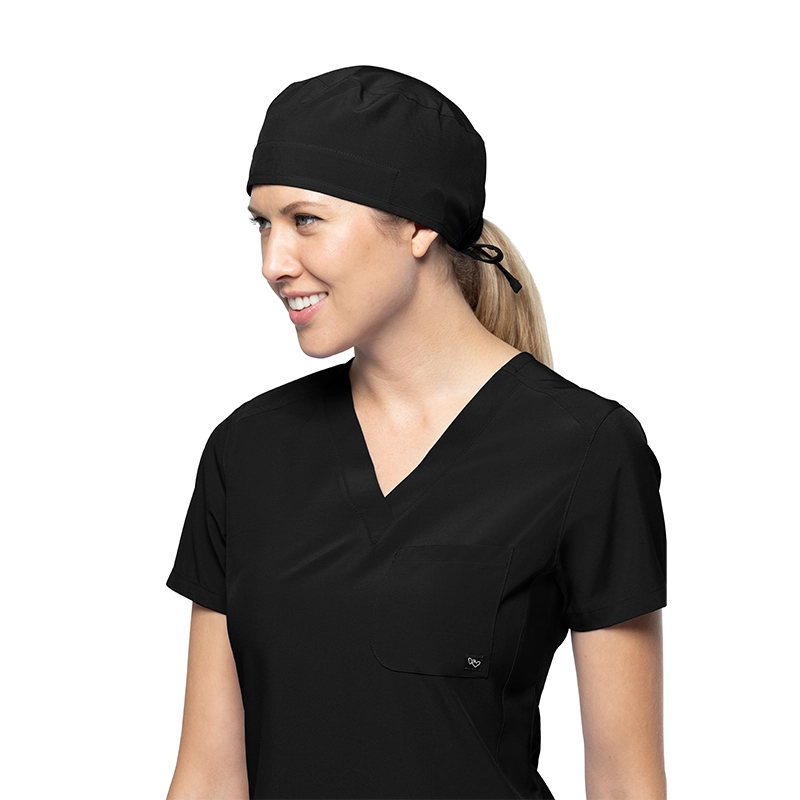 Gorro sanitario negro Tasha & Me, tipo bandana unisex.