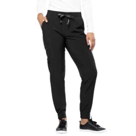 Pantalón jogger médico negro de Tasha & Me para mujer.