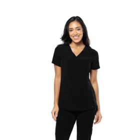Blusa médica cuello en V color negro de Tasha & Me para mujer