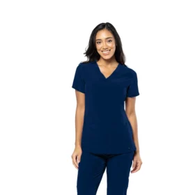 Blusa médica cuello en V color azul marino de Tasha & Me para mujer