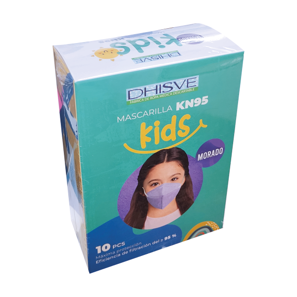 Mascarilla KN95 Niño Morado II x 10 UDS  - Paq x 10 unidad - Caja x 350 unidades