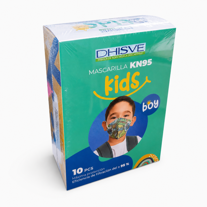 Mascarilla KN95 para Niño Colores - Paq x 10 unidad - Caja x 350 unidades